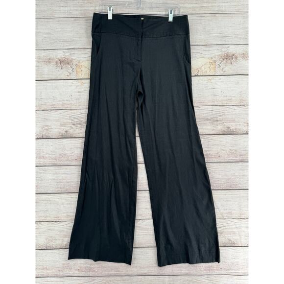 Elvenses Anthropologie Linen Blend Wide Leg Pants Womens 10 Black - Picture 1 of 11
